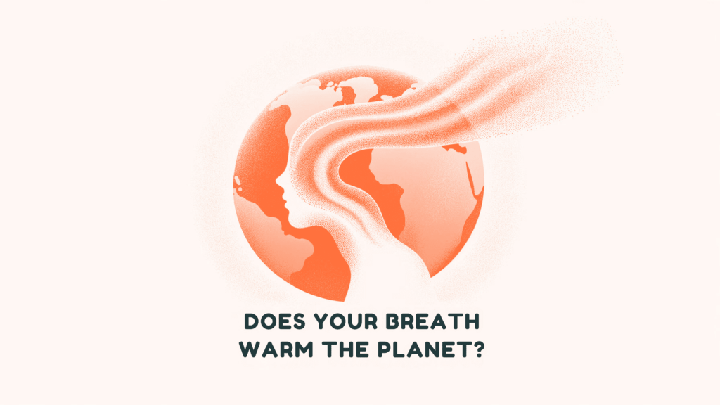 minimalistic image describing whether our breath warms the planet or known as the  contributing to global warming, 
